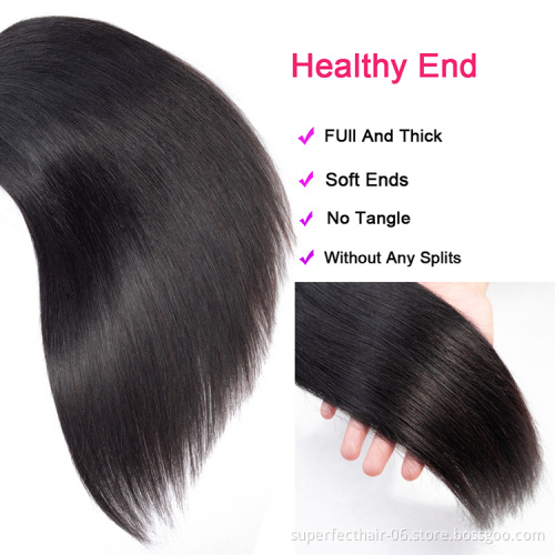 Top Quality Virgin Brazilian Cuticle Aligned Hair With Lace Frontal Closure 10A Raw Unprocessed Mink Straight Human Hair Bundles